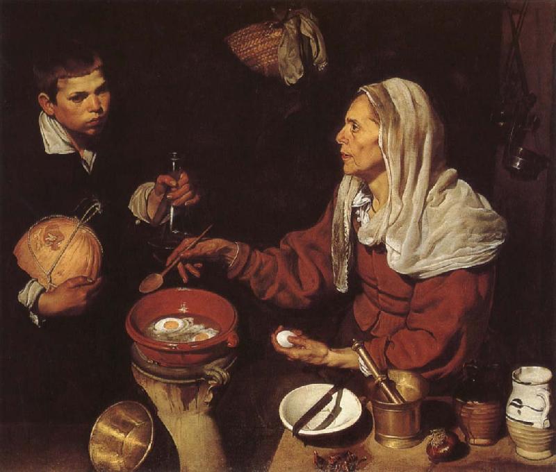 VELAZQUEZ, Diego Rodriguez de Silva y The Woman Fry eggs Germany oil painting art
